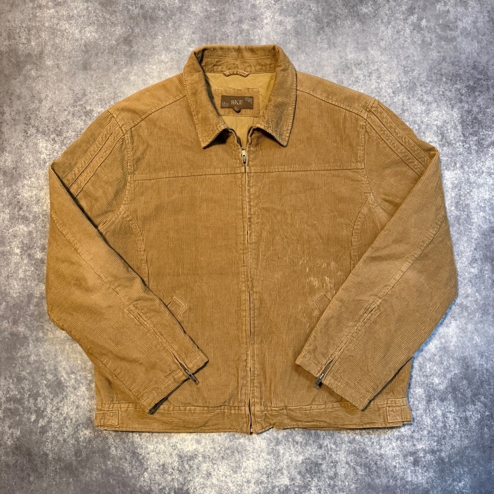 BKE Mens XL Corduroy‎ Jacket Tan Brown Full Zip Quilted Lining Workwear Utility